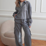LivaIC Shirt - Dark Grey Pinstripe